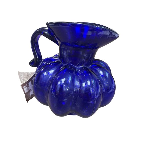 clevenger Bros Authentic Handblown Cobalt Blue Pumpking Pitcher SKU 9587 - Picture 10 of 10